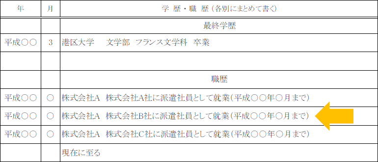 履歴書サンプルH3-2-1_派遣先企業が多い場合1